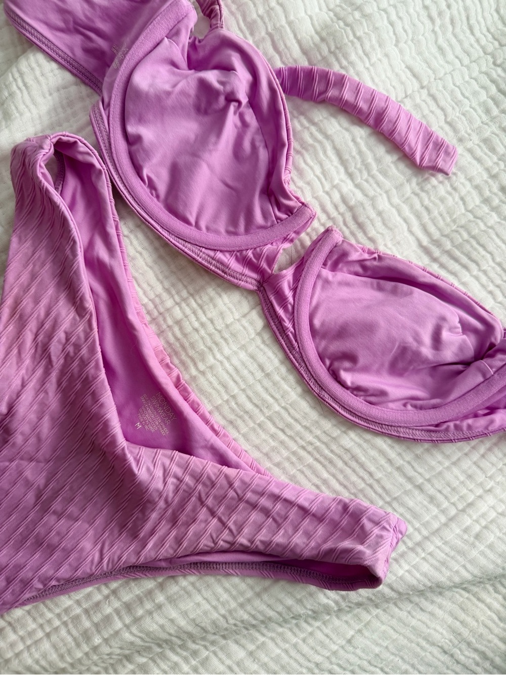 Monday Swimwear Lavender Ribbed Underwire Bikini Set - Picture 4 of 8